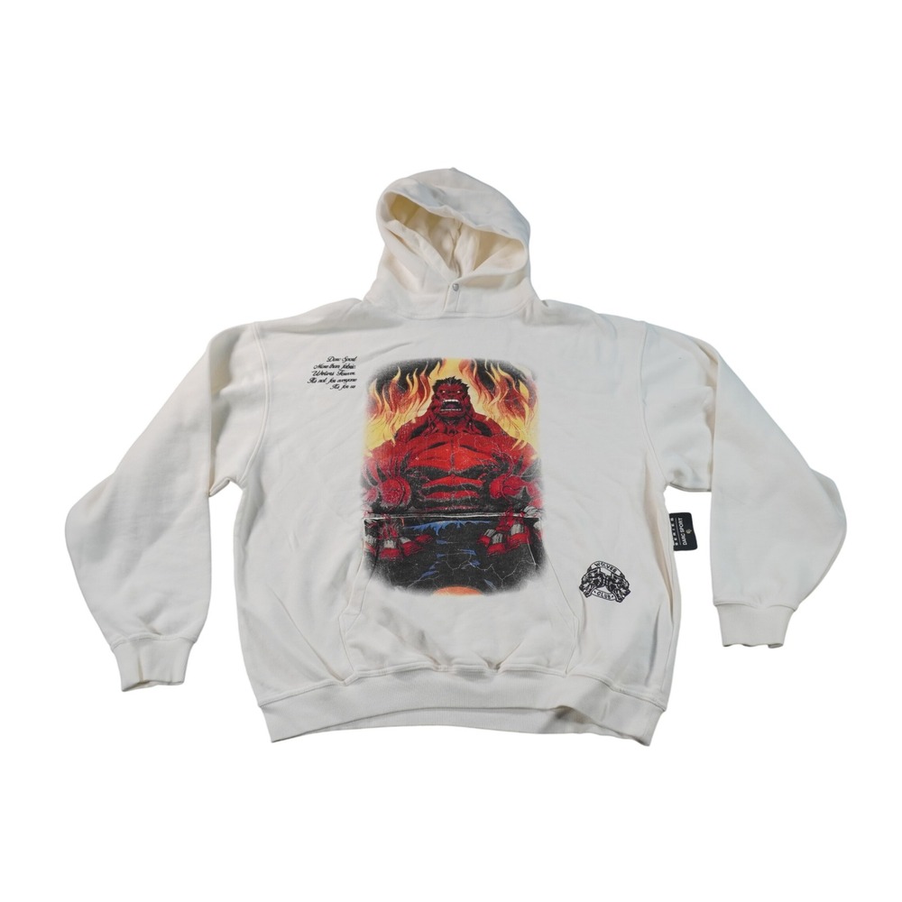 Darc Sport Marvel Red Hulk Hoodie Mens XL Cream Wolves Forever LCFH002-183-101